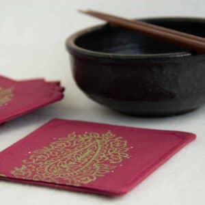 Coasters with bowl and chopsticks