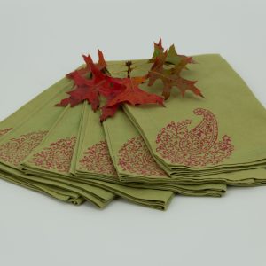 Six folded napkins with an oak leaf cluster